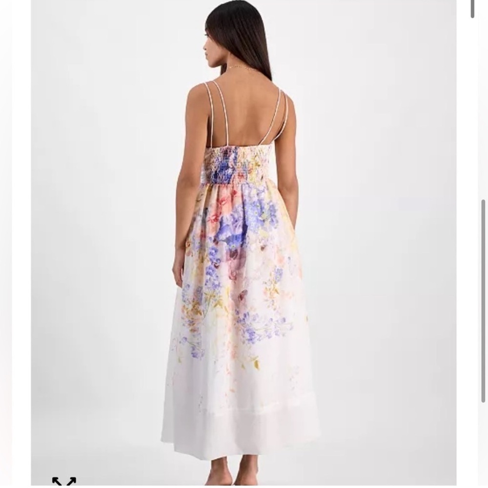 new En Saison Taylorrann watercolor midi dress in ivory violet orange combo - Picture 3 of 7